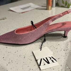 ZARA Pink sparkly kitten heels size 6.5